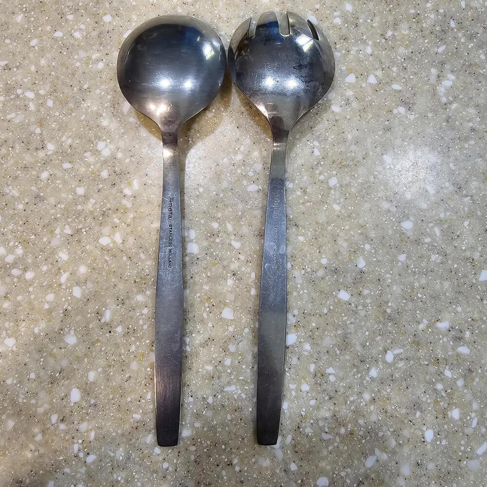 Amefa Holland Royal Damask Vintage Stainless Steel Serving Utensils Set Of 2 - Picture 2 of 6
